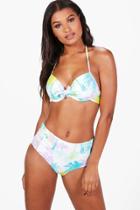 Boohoo Hawaii Mix & Match Palm Underwired Top White