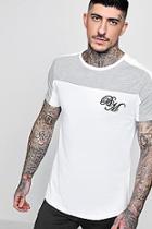 Boohoo Colour Block Panel T-shirt With Man Embroidery