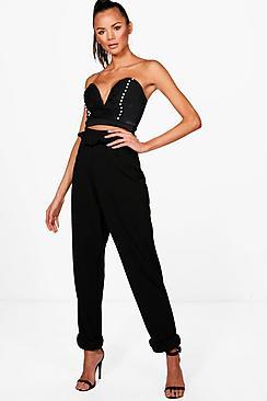 Boohoo Tall Anna Ruffle Hem Tailored Trousers