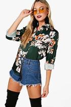 Boohoo Hayley Printed Satin Shirt