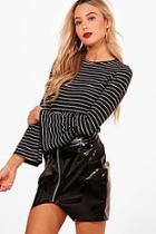 Boohoo Stripe Flare Cuff Top