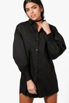 Boohoo Emma Volumised Sleeve Shirt Dress Black
