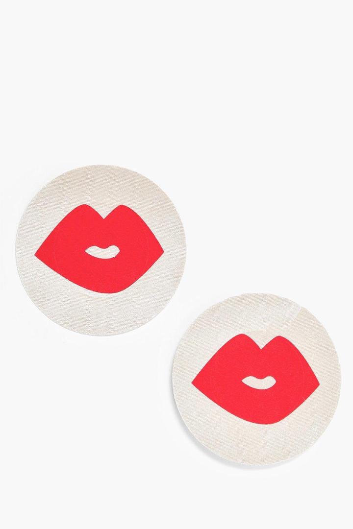 Boohoo Novelty Nipple Covers Lips Gold