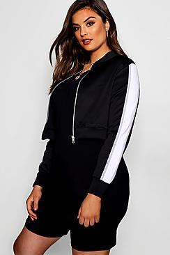 Boohoo Plus Lucia Scuba Sports Trim Bomber Jacket