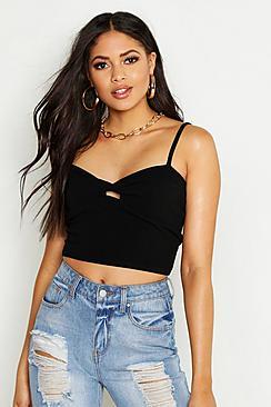 Boohoo Tall Twist Front Crop Top