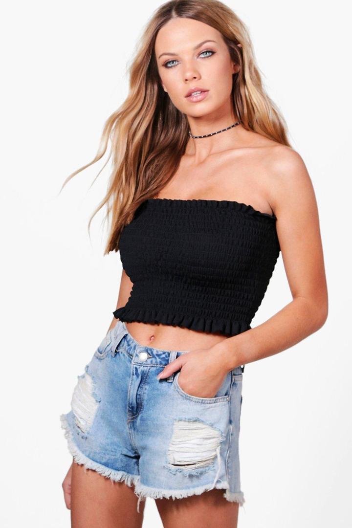 Boohoo Allison Shirred Bandeau Black