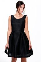 Boohoo Boutique Rhia Textured Bonded Skater Dress Black