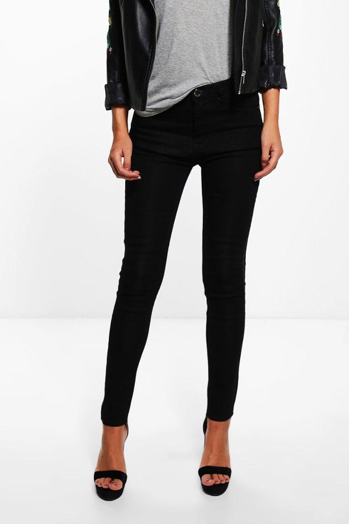 Boohoo Misha Mid Rise Skinny Jeans Black