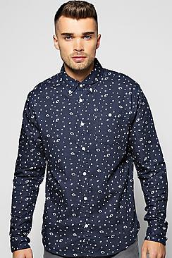 Boohoo All Over Print Long Sleeve Shirt