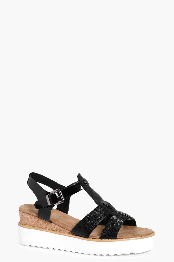 Boohoo Georgia Cleated Fisherman Sandal Black