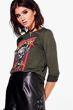 Boohoo Charlotte Live Fast Band Knit Top