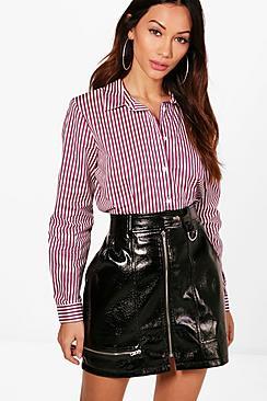 Boohoo Petite Sara Stripe Shirt