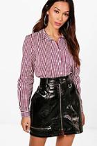 Boohoo Petite Sara Stripe Shirt