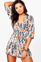Boohoo Sally Wrap Front Floral Playsuit Multi