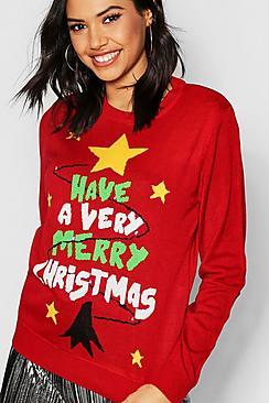 Boohoo Merry Christmas Flashing Light Jumper