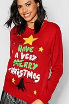 Boohoo Merry Christmas Flashing Light Jumper