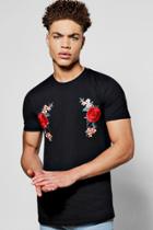Boohoo Rose Embroidered T Shirt Black