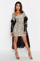 Boohoo Snake Print Slinky Seam Detail Bodycon Dress