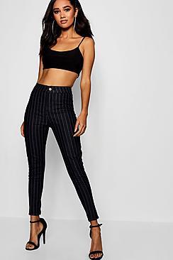 Boohoo Petite Stretch Stripe Tube Jean