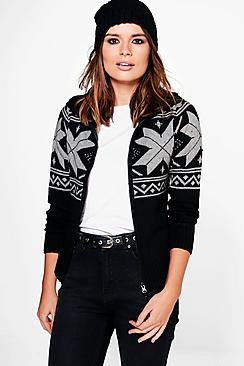 Boohoo Lily Snowflake Fairisle Cardigan