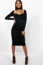 Boohoo Daisy Choker Ruched Midi Dress Black