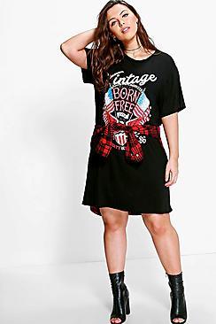 Boohoo Plus Ivy Printed T-shirt Dress