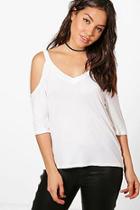 Boohoo Erin Basic Cold Shoulder T-shirt