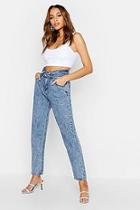 Boohoo High Rise Belted Collar Detail Mom Jean
