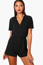 Boohoo Tall Lily Pinstripe Wrap Playsuit