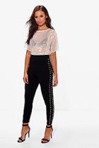 Boohoo Adelynn Eyelet Side Panel Stretch Skinny Trousers