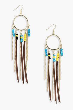Boohoo Lexi Chain & Suedette Circle Earrings