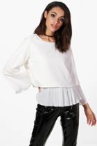 Boohoo Paige Pleated Panel Blouse White