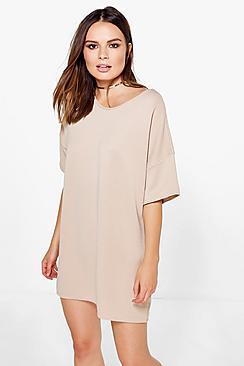 Boohoo Fay Premium Ribbed Oversized Shift Dress