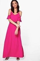 Boohoo Wendy Cold Shoulder Split Side Maxi Dress