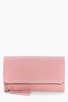Boohoo Sofia Suedette Fold Over Clutch Bag Pink