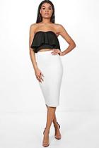 Boohoo Amy Contrast Frill Bandeau & Midi Skirt Co-ord Set