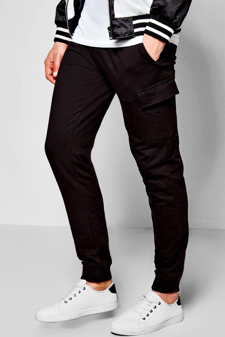 Boohoo Skinny Fit Cargo Jogger Black