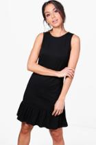 Boohoo Ella Drop Ruffle Hem Sleeveless Dress Black