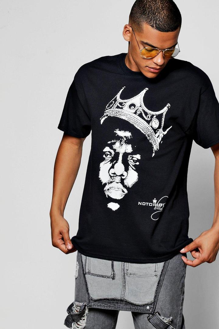 Boohoo Black Printed Biggie Licence T-shirt Black