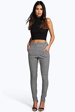 Boohoo Catarina Monochrome Gingham Skinny Trousers