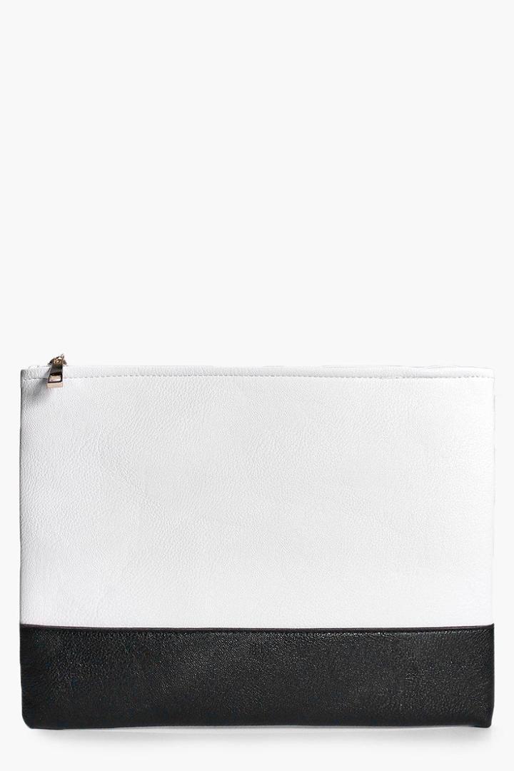 Boohoo Zoe Monochrome Colourblock Clutch Bag White