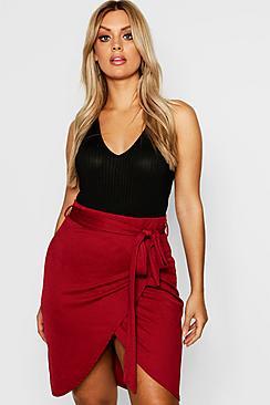 Boohoo Plus Wrap Tie Midi Skirt