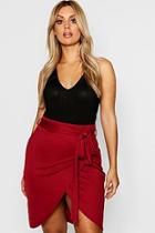 Boohoo Plus Wrap Tie Midi Skirt
