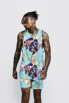 Boohoo Baroque Shape Printed Racer Vest & Short Set