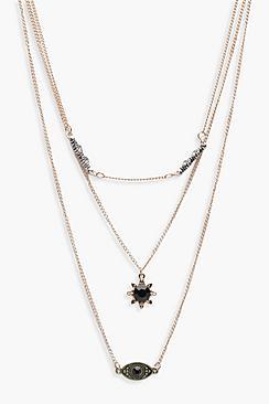 Boohoo Milly Layered Sun And Eye Necklace