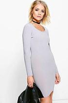 Boohoo Long Sleeved Ribbed Bodycon Dress