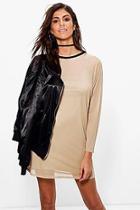 Boohoo Grace Long Sleeve Mesh Shift Dress