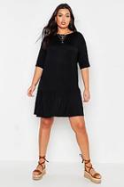 Boohoo Plus Drop Hem Short Sleeve Jersey Smock Dress