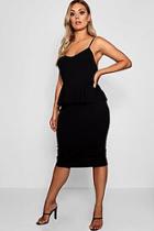 Boohoo Plus Strappy Peplum Midi Dress