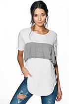 Boohoo Florence Striped Ruffle Panel T-shirt
